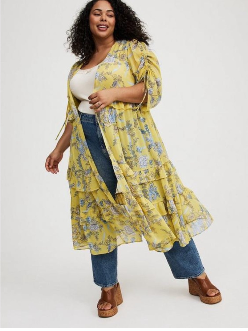 Torrid 5 Tiered Maxi Kimono in Archived Floral plus size 5X (28) NWT unopened